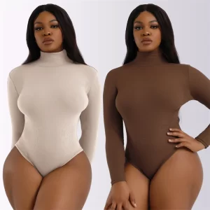 Women Black Long Sleeve Bodysuit Autumn Winter Turtleneck Bodysuits Female Bodycon High Waist Romper Body Shapewear